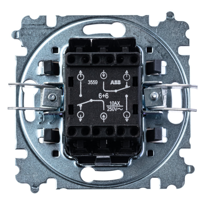 Выключатель двухклавишный ABB LEVIT, белый // ледяной, 2CHH595245A6001