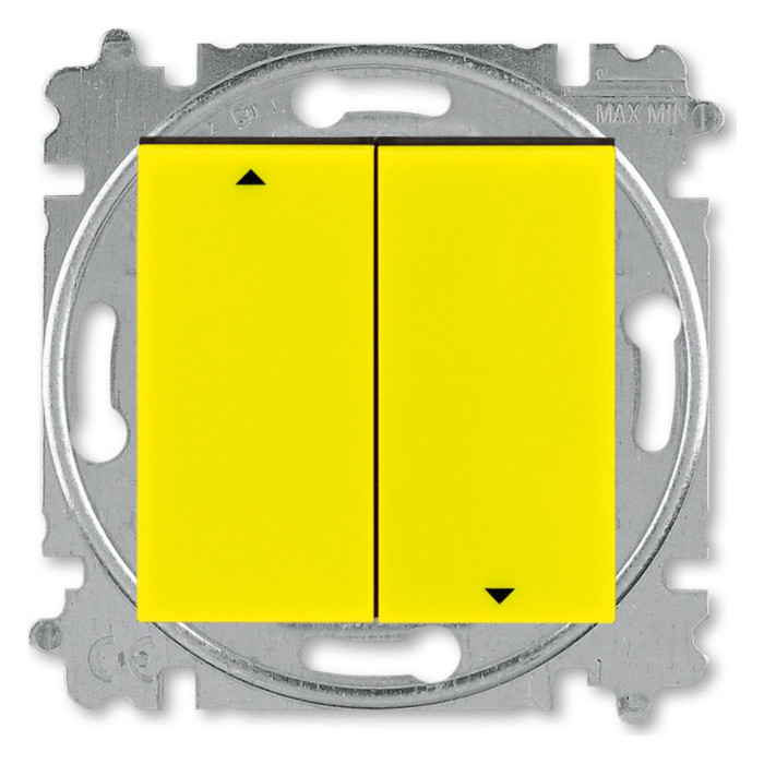 Выключатель для жалюзи двухклавишный ABB LEVIT, механический, желтый // дымчатый черный, 2CHH598945A6064