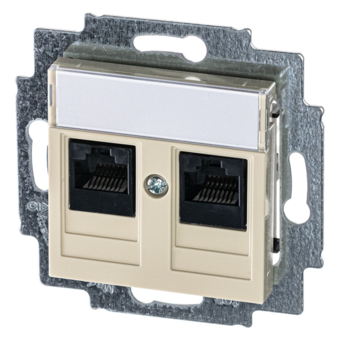 Розетка компьютерная 2xRJ45 ABB LEVIT, , слоновая кость, 2CHH295118A6017